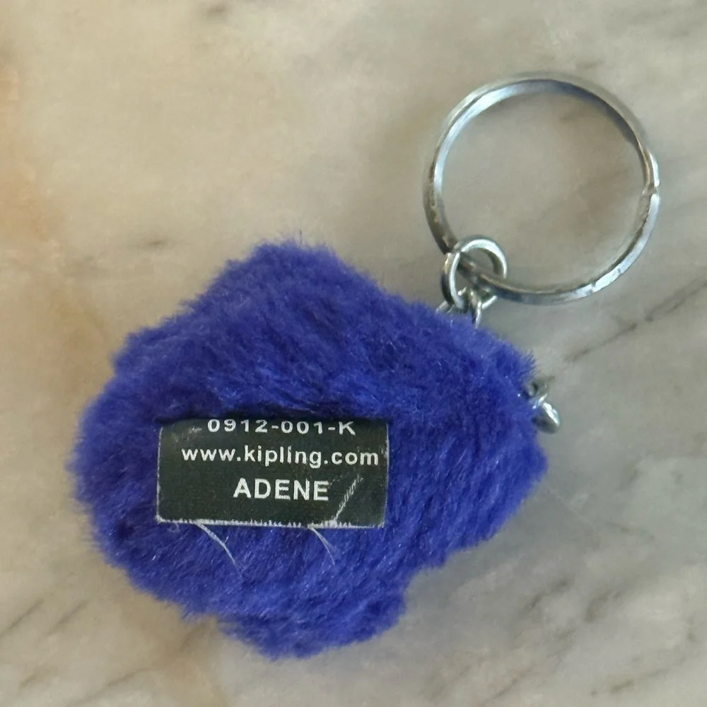 Kipling Blue Furry Monkey Keychain Adene Vintage - Picture 2 of 3
